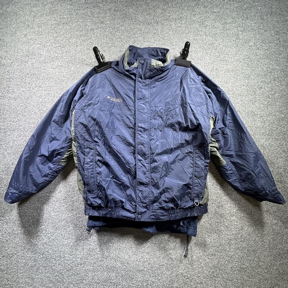 Columbia Windbreaker Jacket Men's XL Blue Polyester Fleece-Lined Hiking Zip-Up